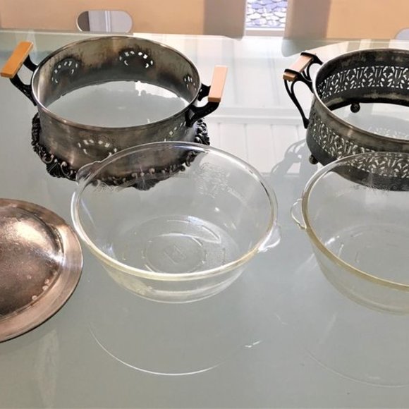 5pc Antique Silver-plated Serving Dishes - Picture 2 of 4